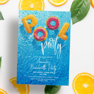 Convites Festa de solteira Rosa do Partido da Piscina Moder