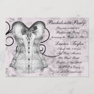 Convites Festa de Solteira Rosa e Cinza Elegante