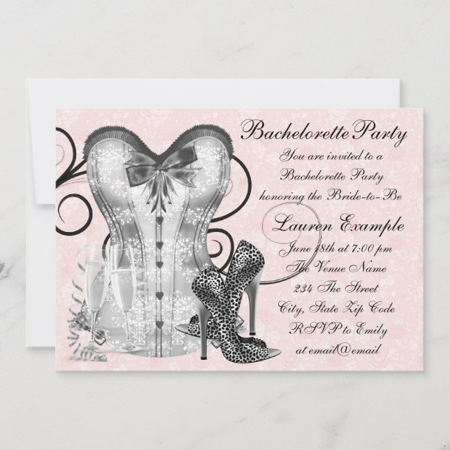 Convites Festa de solteira rosa rosa rosa rosa, cor-de-rosa (Frente)