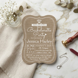 Convites Festa de solteira Rustic Country Burlap
