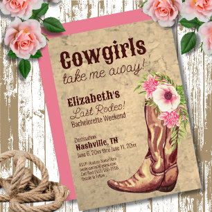 Convites Festa de solteira Rustic Pink Cowgirl