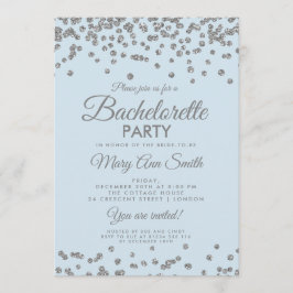 Convites Festa de solteira Silver Glitter Confetti Ice Blu