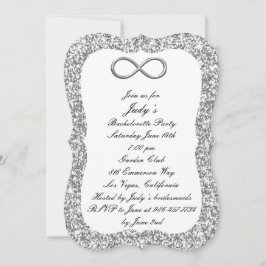 Convites Festa de Solteira Silver Glitter Silver Infinity
