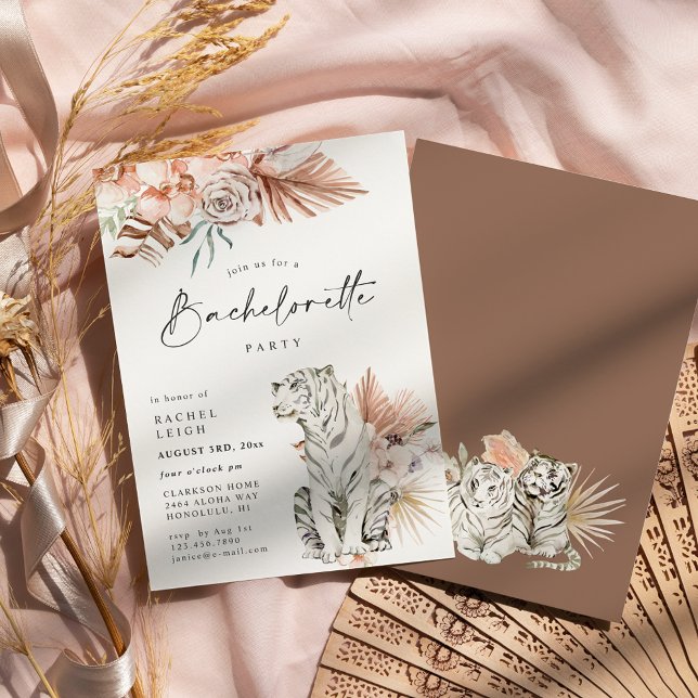 Convites Festa de solteira Tropical Boho Tigers (Criador carregado)