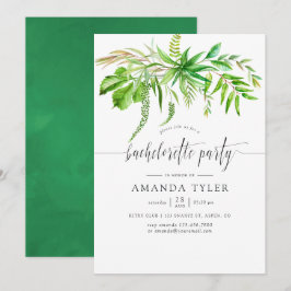 Convites Festa de solteira verde da floresta de aquarelas