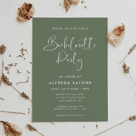 Convites Festa de solteira verde escura moderna e elegante