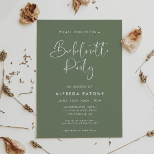 Convites Festa de solteira verde escura moderna e elegante