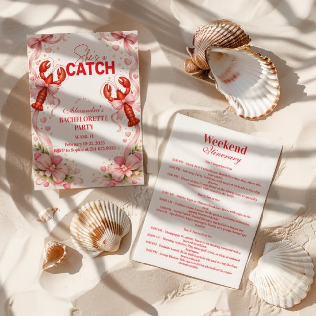 Convites Festa de Solteira Vintage Coastal Catch (Criador carregado)