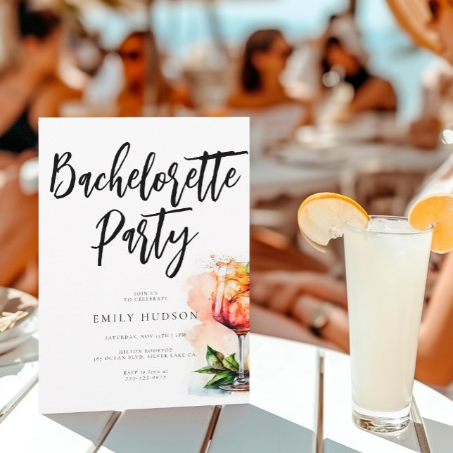 Convites Festa de solteira Watercolor Aperol Spritz (Criador carregado)
