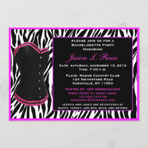 Convites Festa de solteira Zebra do Corset Negro