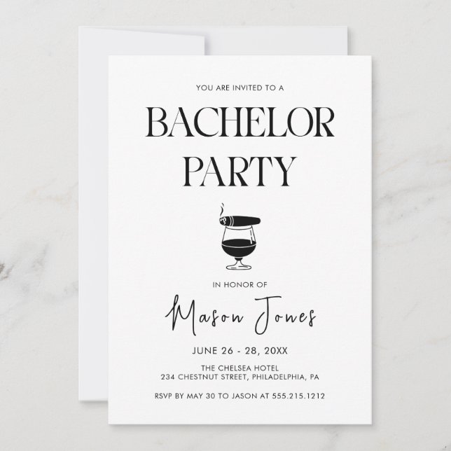 Convites Festa de Solteirão com Whisky e Charuto (Frente)