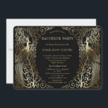 Convites Festa de Solteirão Glam Gold Art Deco Pavões<br><div class="desc">Design único com uma mistura de estilo antigo faux gold art deco pavões e uma abordagem gráfica moderna e ousada. Use a ferramenta Personalizar para adicionar suas informações. Você também pode escolher a cor do fundo. Para itens correspondentes,  visite,  por favor,  minha Coleção Glam Gold Art Deco Pavões.</div>