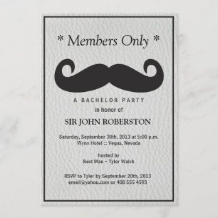 Convites Festa de Solteiro Apenas para Membros Couro Sintét