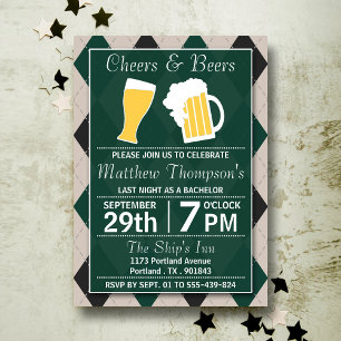 Convites Festa de Solteiro Cheers & Beers Trendy Green