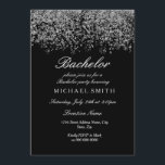 Convites Festa de Solteiro Preta com Confete Brilhante Prat<br><div class="desc">Festa de Solteiro Preta com Confete Brilhante Prata

Convite de Confete Brilhante Dourado Falso e Bonito.

Coleção correspondente na loja Niche and Nest.

Design por Studio Denmark</div>