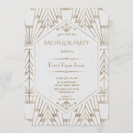 Convites Festa de Solteiro Royal White Gold Great Gatsby