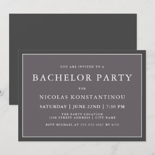 Convites Festa de Solteiro Simples e Sofisticada em Cinza E