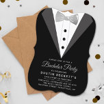 Convites Festa de Solteiro Smoking com Folha de Prata Luxuo<br><div class="desc">Celebre com estilo com esses convites de festa de solteiro da moda. O design é fácil de personalizar com sua própria redação e sua família e amigos ficarão emocionados quando receberem esses convites de festa fabulosos.</div>