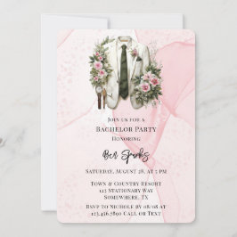 Convites Festa de solteiros de roupa de álcool rosa