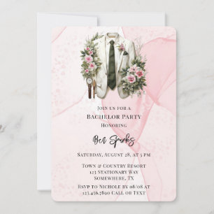 Convites Festa de solteiros de roupa de álcool rosa