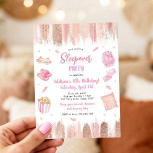 Convites Festa de Sono Spa Maquiagem Menina Rosa Aniversári