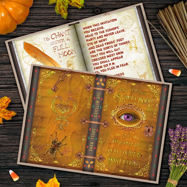 Convites Festa de Spell Magic Spell Book Spooky (Criador carregado)