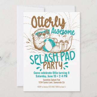 Convites Festa de Splash Pad para crianças Otter Verão Pisc