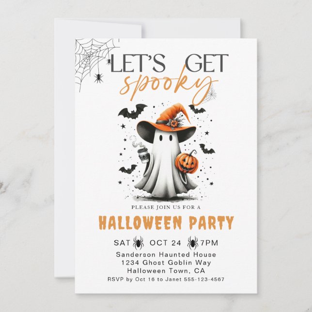 Convites Festa de Spooky Ghost Halloween (Frente)