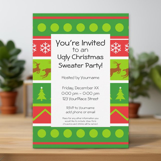 Convites Festa de Suéter de Natal Feio (Unique Invitation)