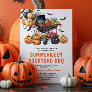 Convites Festa de Summerween no quintal de Halloween BBQ