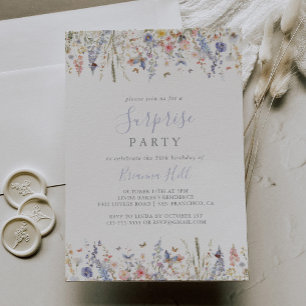 Convites Festa de Surpresa de Flor Selvagem de Verão Multic