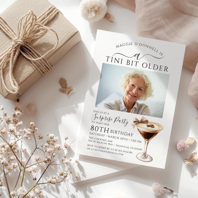 Convites FESTA DE SURPRESA Um Tini Bit Antigo 80 Martini (Criador carregado)