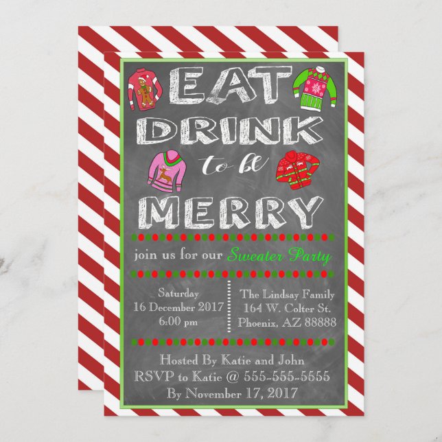 Convites Festa de Sweater Natal (Frente/Verso)