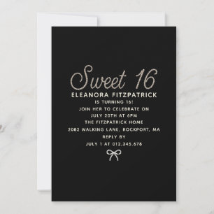 Convites Festa de Sweet 16 Pérola Preta e Branca Rótulo de 
