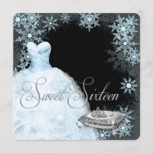 Convites Festa de Sweet Sixteen do Floco de Neve Azul de In