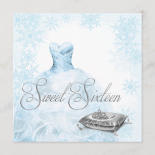 Convites Festa de Sweet Sixteen Floco de Neve Azul de Inver