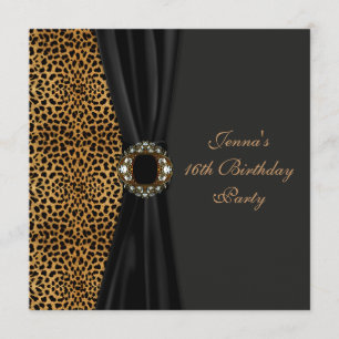 Convites Festa de Sweet Sixteen Luxuosa da Classe da Panter