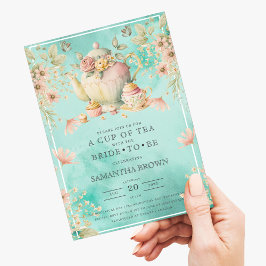Convites Festa de Tea de Flor Selvagem Chá de panela Azul