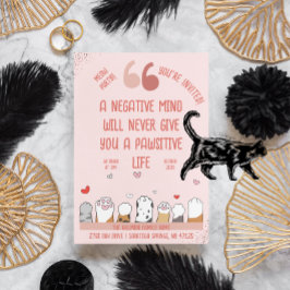 Convites Festa de Tema de Gato Pawsitivo e Positivo