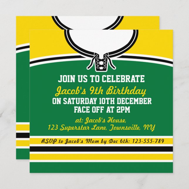 Convites Festa de Tempos de Hóquei em Gelo Convida Modelo (Frente/Verso)