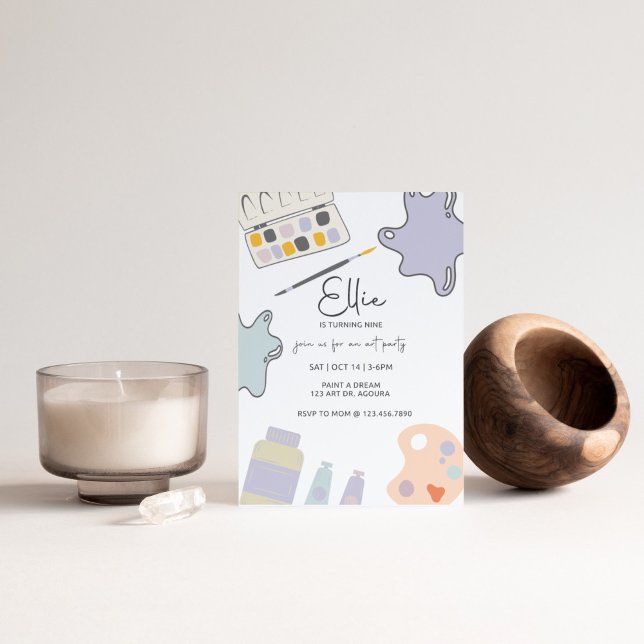 Convites Festa de Tinta, Aniversário de Arte, Qualquer Idad (Criador carregado)