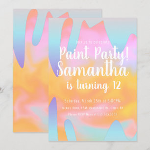 Convites Festa de Tinta Colorida Derrubando o Aniversário 