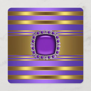 Convites Festa de Todas as Ocasiações Roxo e Dourado