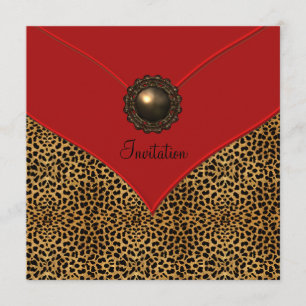 Convites Festa de Todas as Ocasiões Joia Vermelha Leopardo
