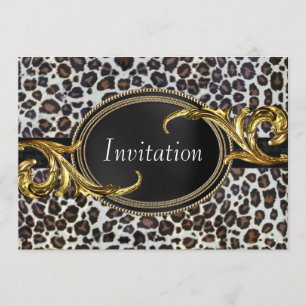 Convites Festa de Todas as Oportunidades Leopardo Dourado P