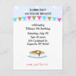 Convites Festa de Travesseiros e Café da Manhã de Panquecas