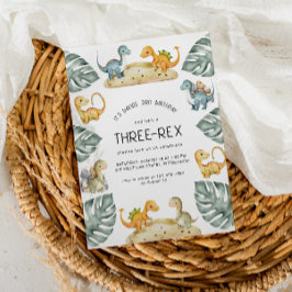 Convites Festa de Três Rex, 3° Aniversário do Dinossauro Bo