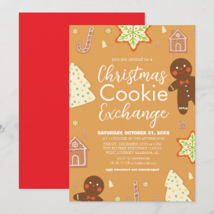 Convites Festa de Troca de Biscoitos de Natal com Letra Ele