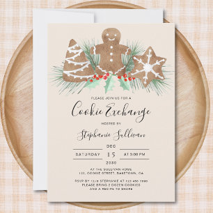 Convites Festa de Troca de Biscoitos de Natal Homem de Pão