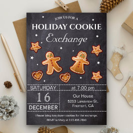 Convites Festa de Troca de Biscoitos de Natal no Quadro Neg